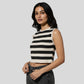 Sleeveless Striped Flat Knit Sweater