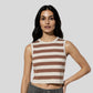 Sleeveless Striped Flat Knit Sweater