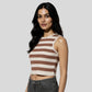 Sleeveless Striped Flat Knit Sweater