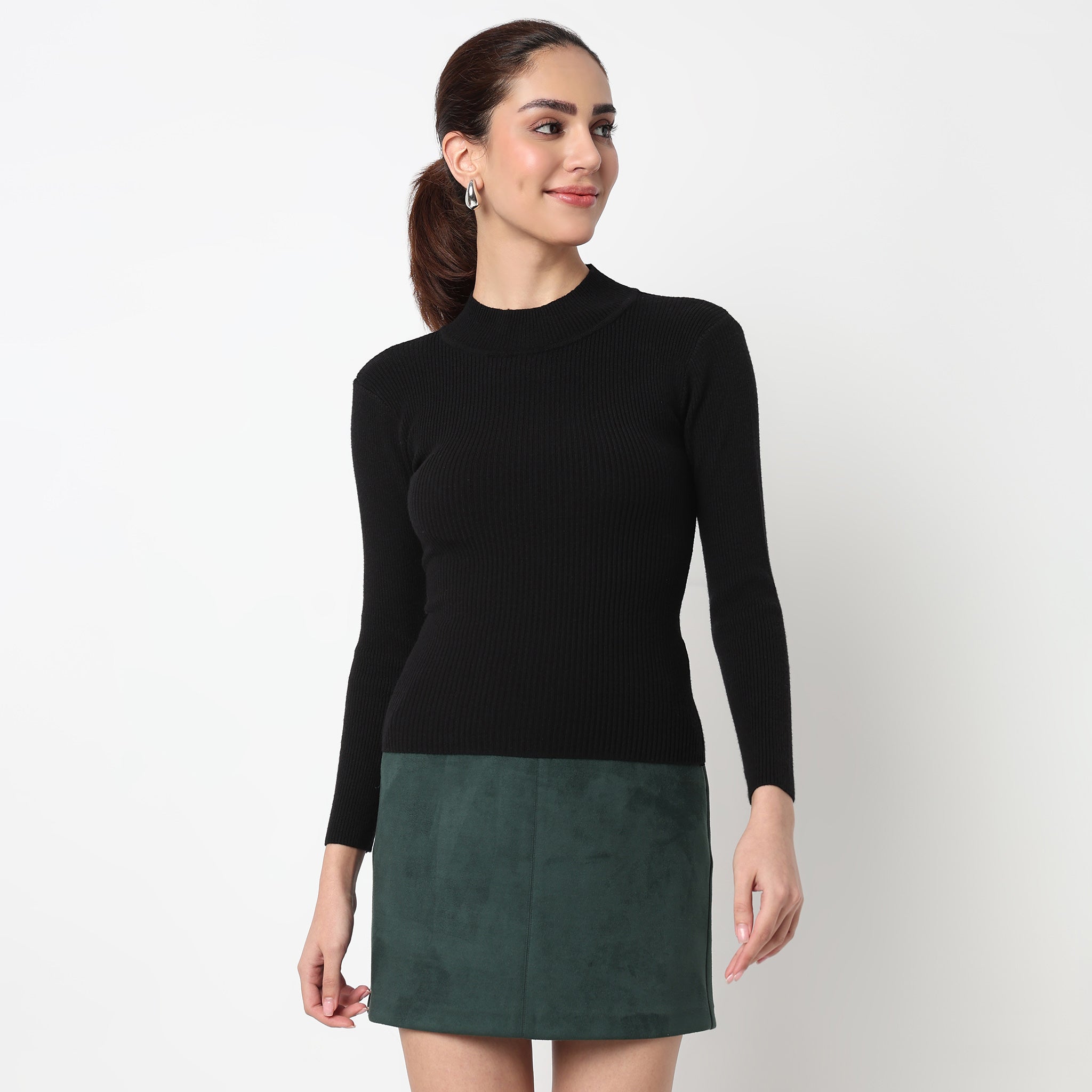Turtle Neck Flat Knit Top