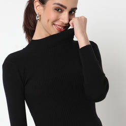 Turtle Neck Flat Knit Top