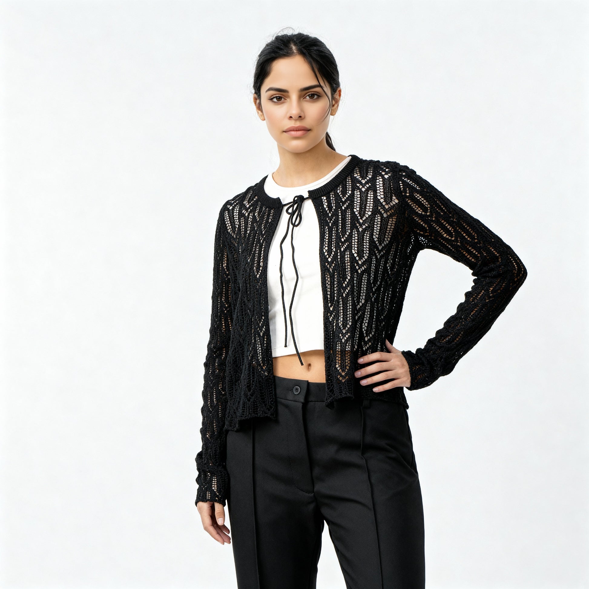 Lace Cotton Flat Knit Top