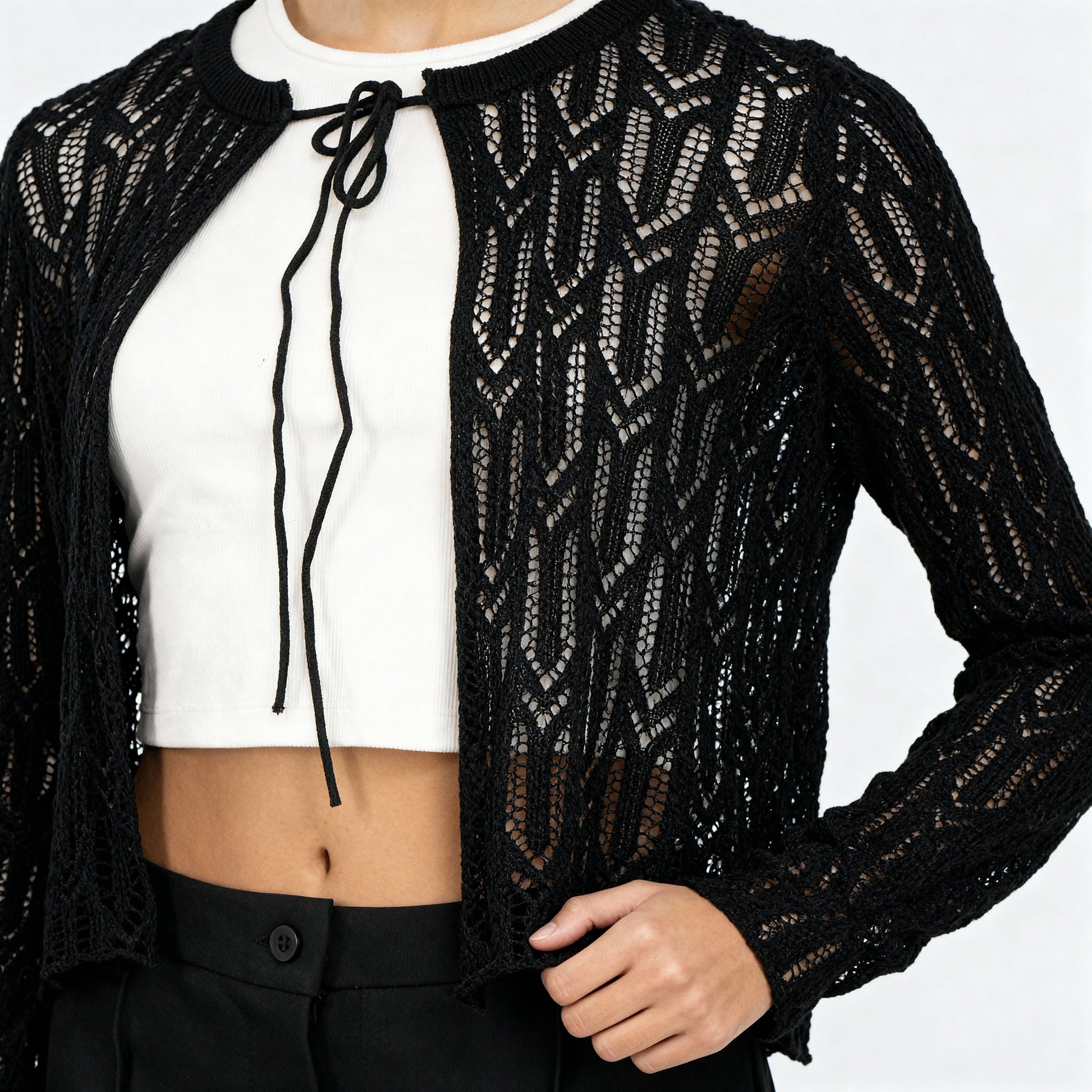 Lace Cotton Flat Knit Top