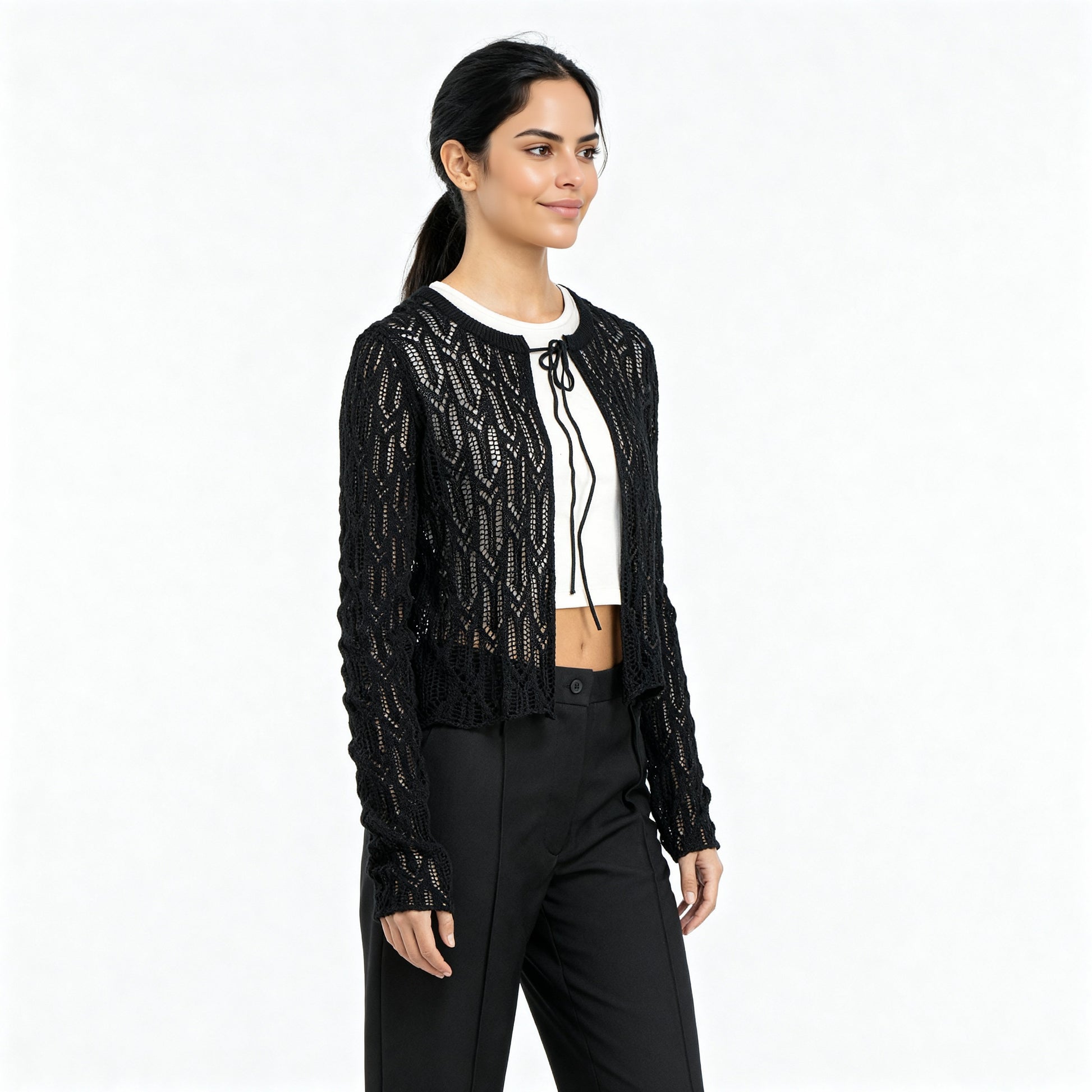 Lace Cotton Flat Knit Top