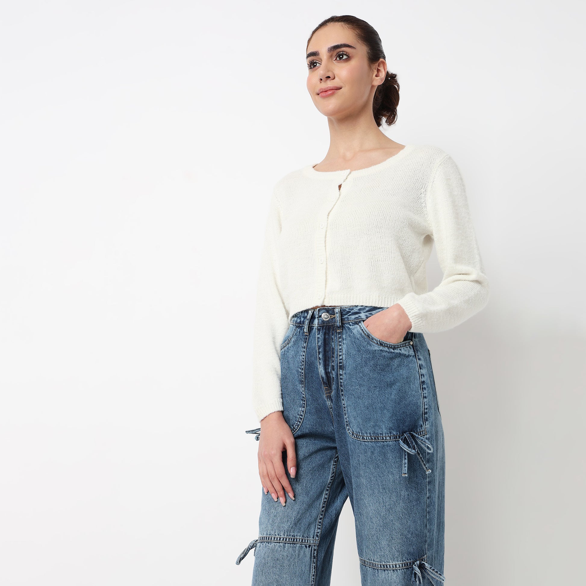 Flat Knit Cardigan Tops