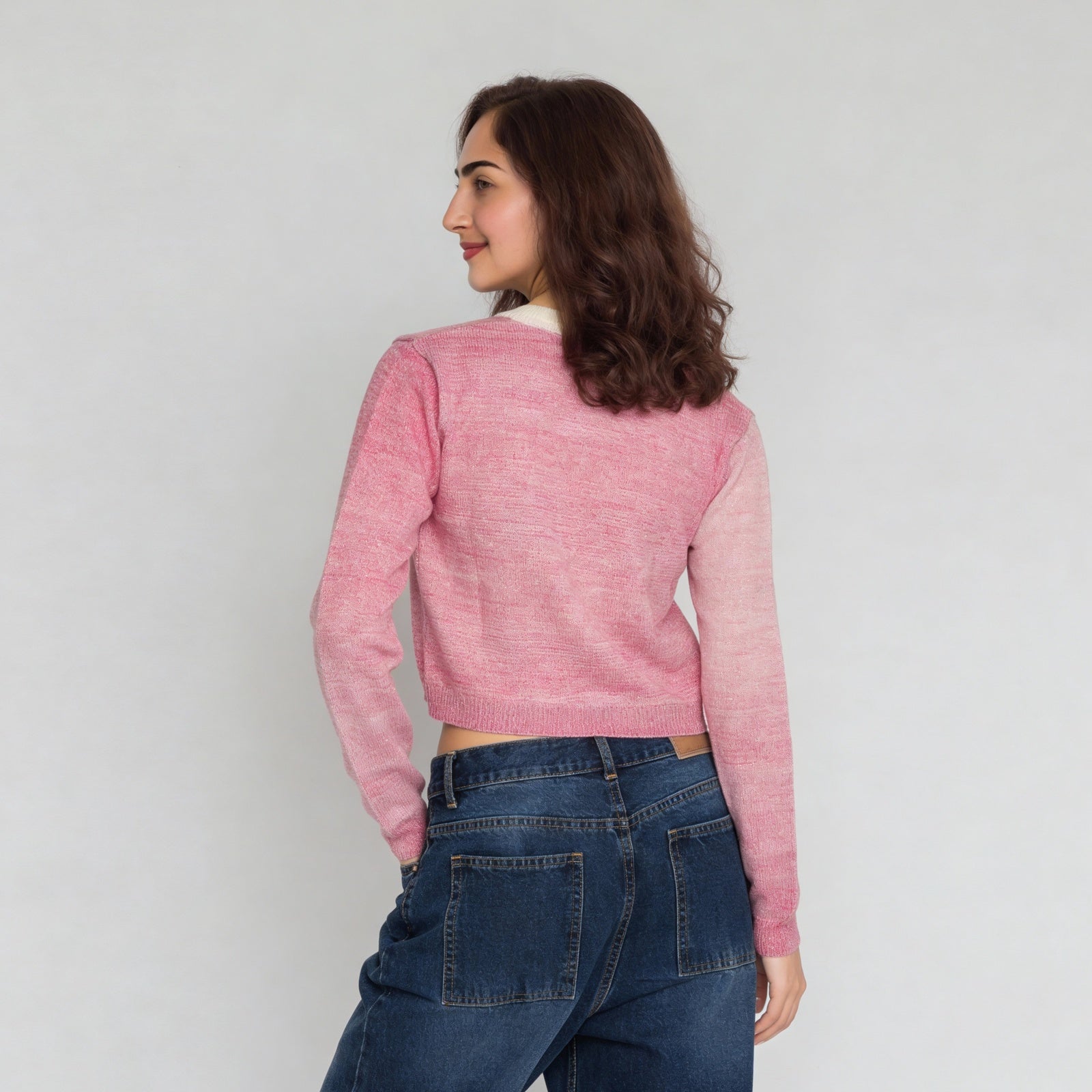 Knitted Ombre Full Sleeve Flat Knit Top