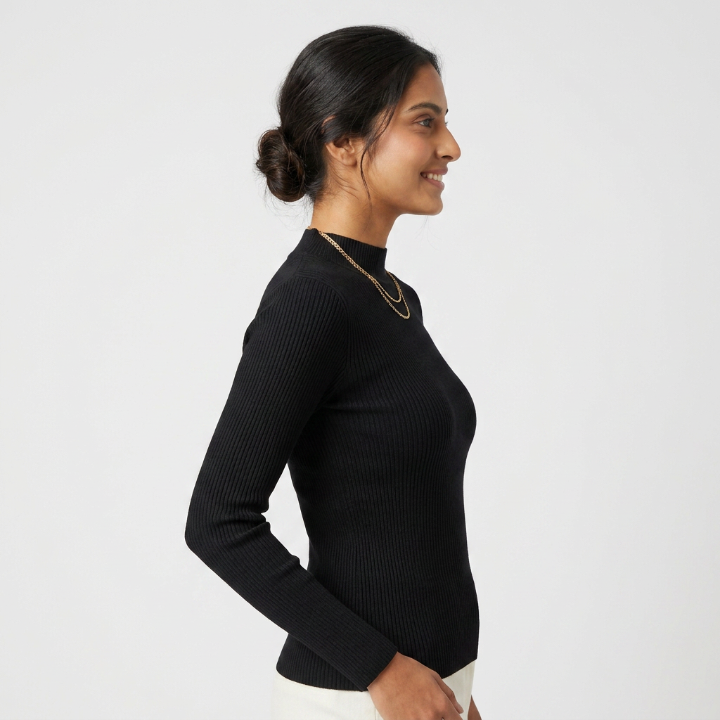 Solid Turtle Neck Slim T-Shirt
