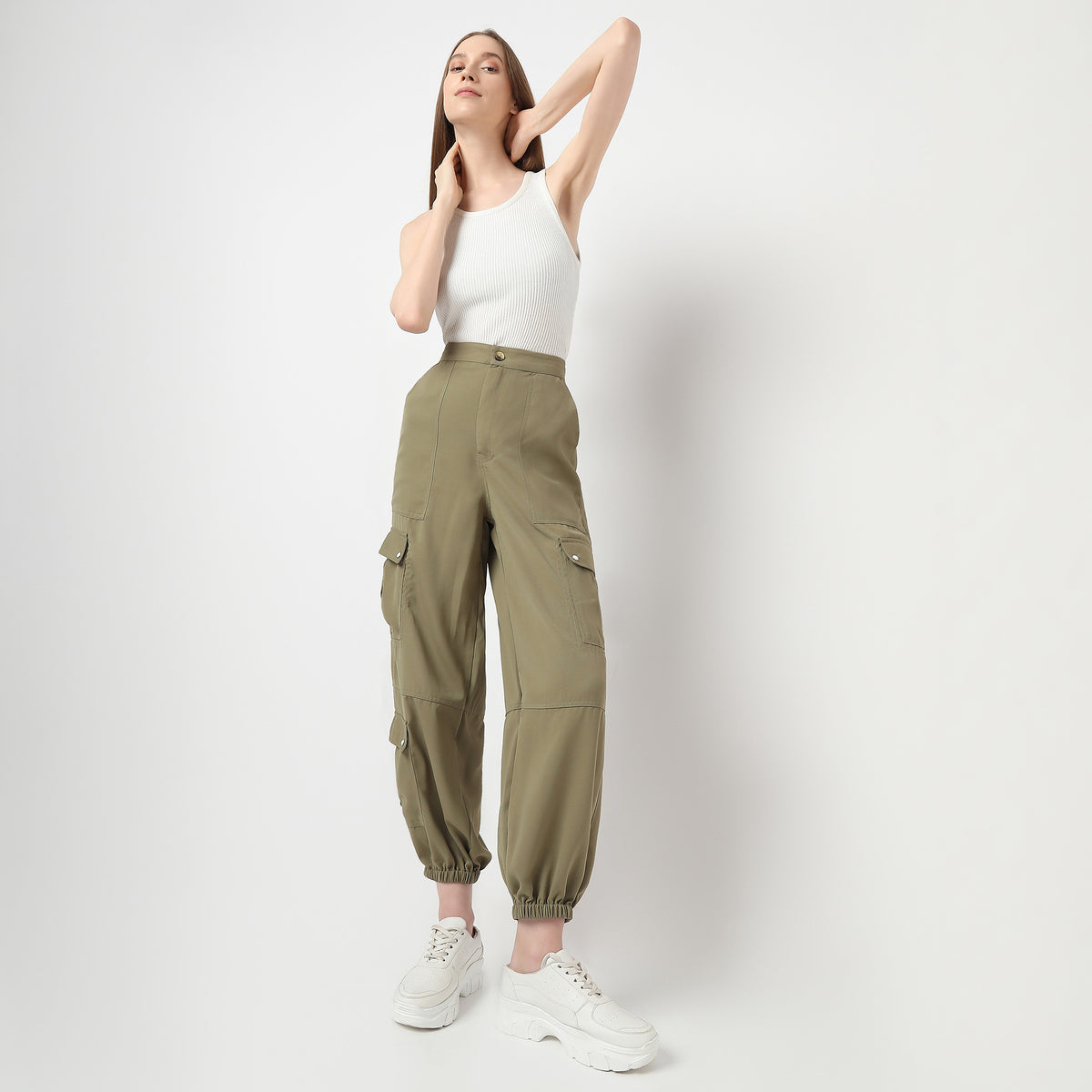 Relaxed Fit Mid Rise Cargos