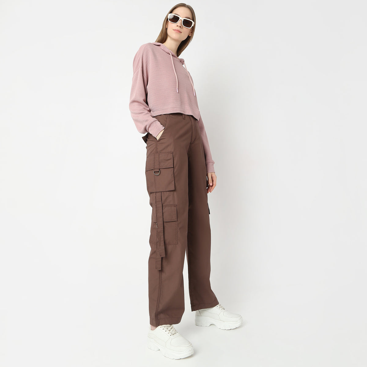 Relaxed Fit High Rise Cargos