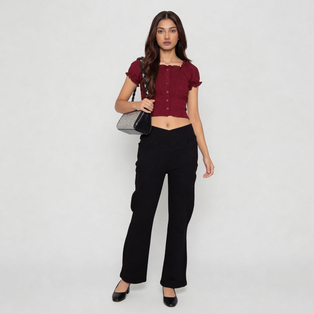 Solid Full-Length All-Day Comfort Boot Cut Jeans