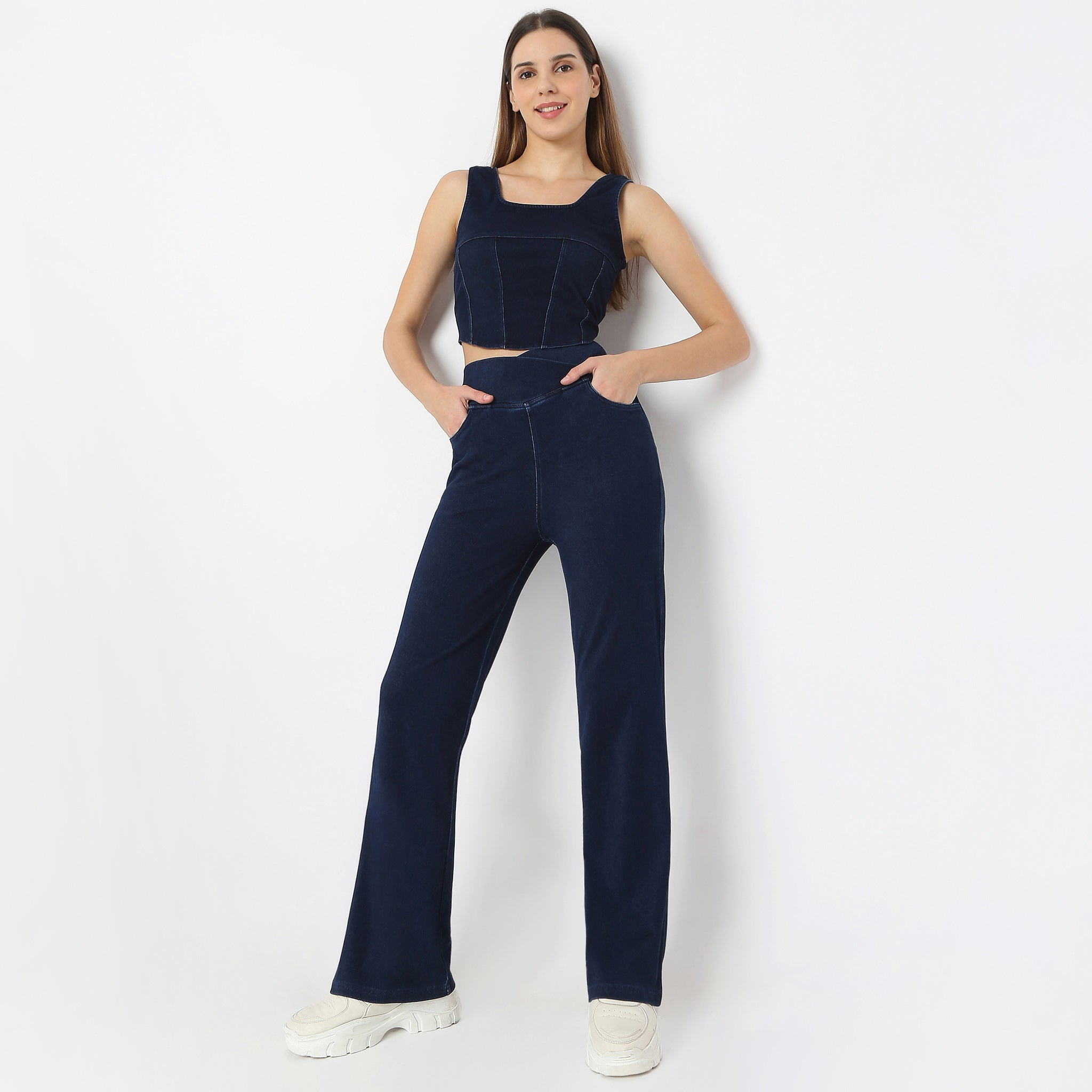 Solid Full-Length All-Day Comfort Boot Cut Pants