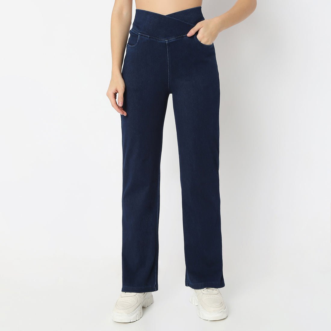 Solid Full-Length All-Day Comfort Boot Cut Jeans