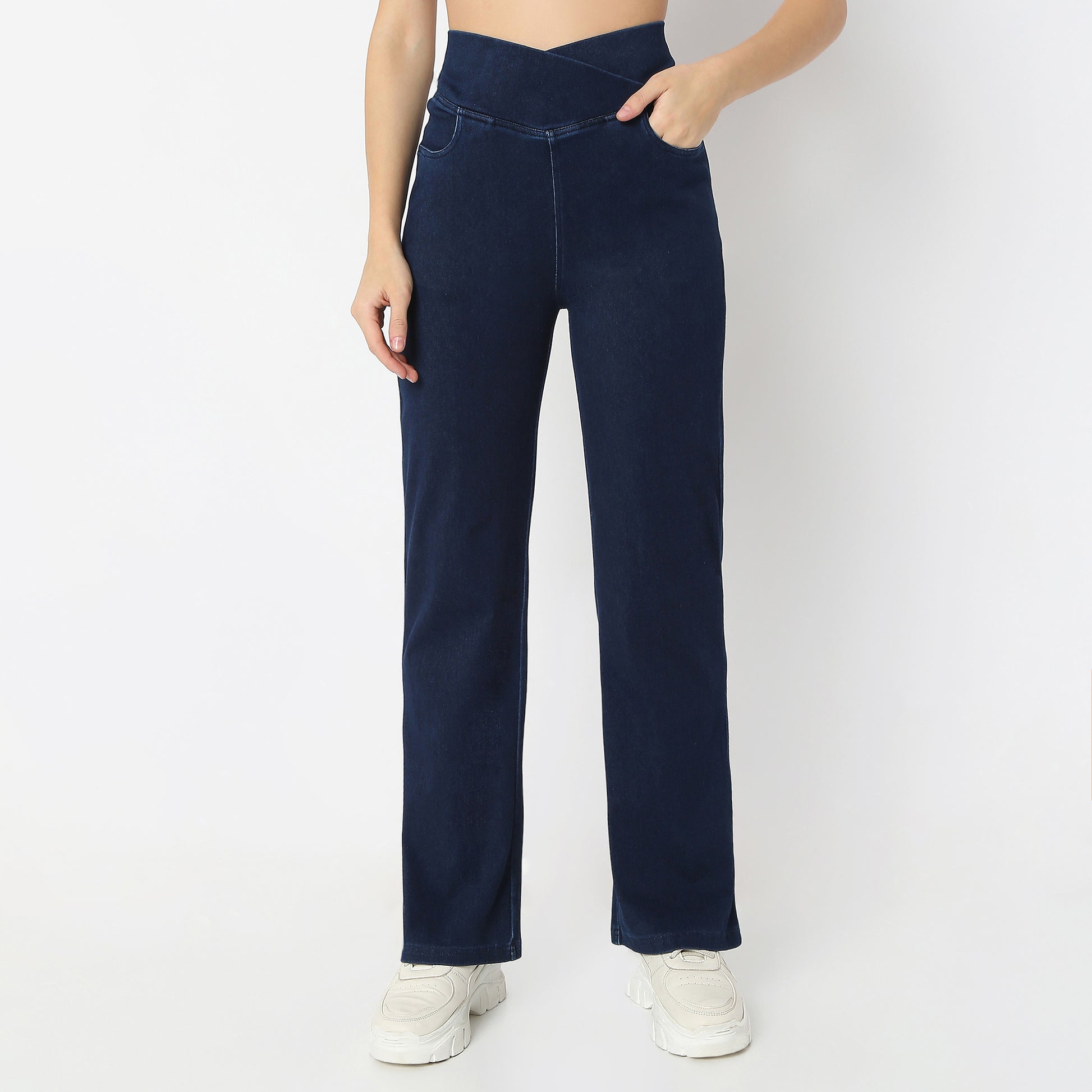 Solid Full-Length All-Day Comfort Boot Cut Pants
