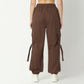 Relaxed Fit Solid Ankle Length High Rise Pants