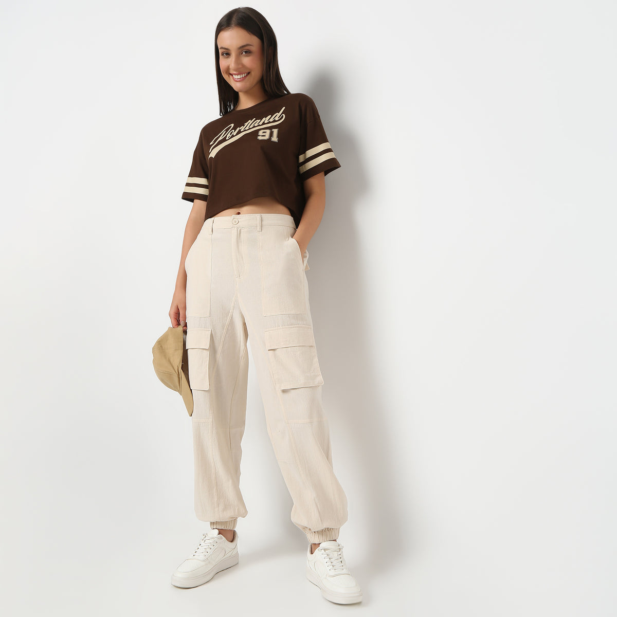 Women Solid Ankle Length Relaxed Fit Young Fashion Pants Cargos