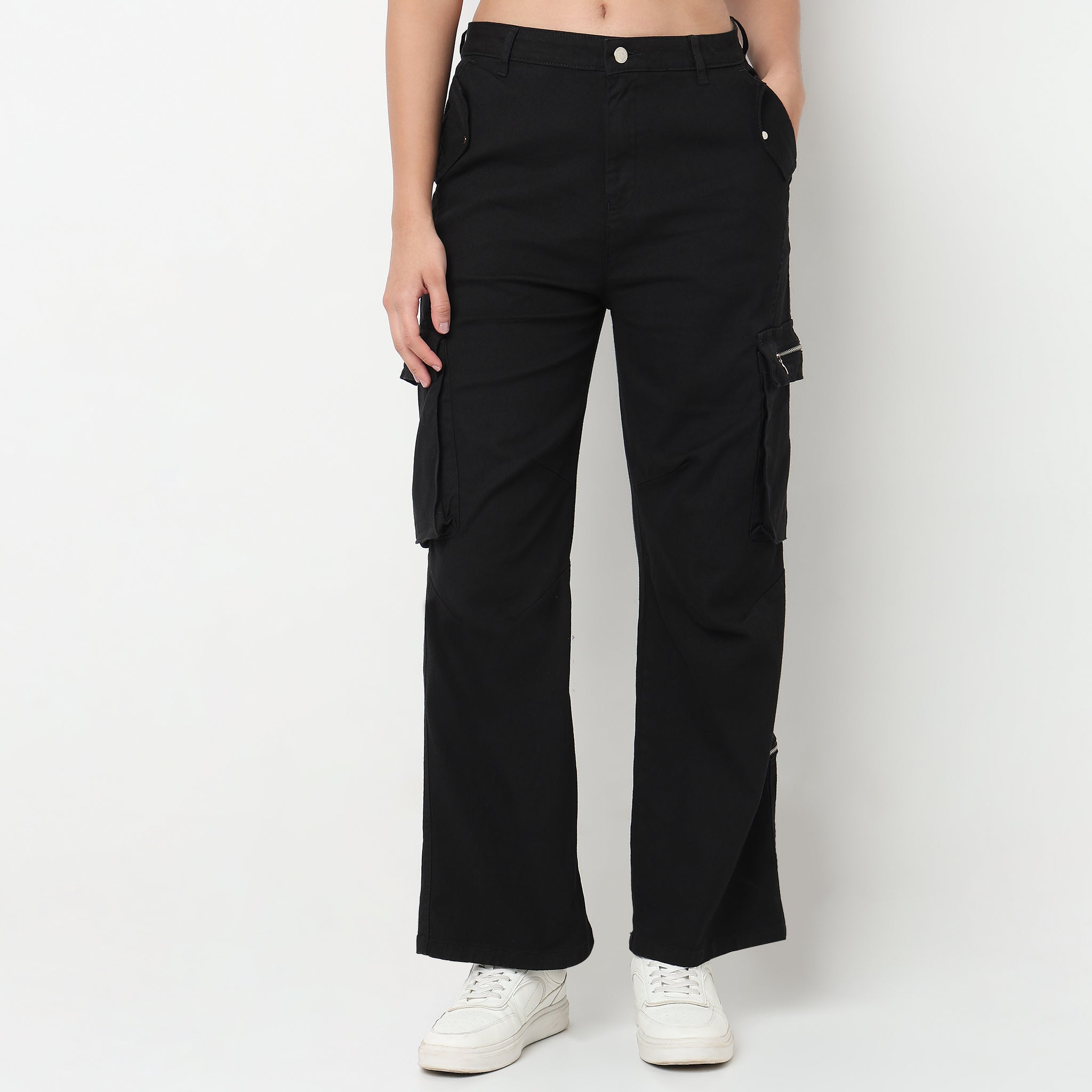 Buy Women Relaxed Fit Solid Ankle Length High Rise Pants  - Style Union