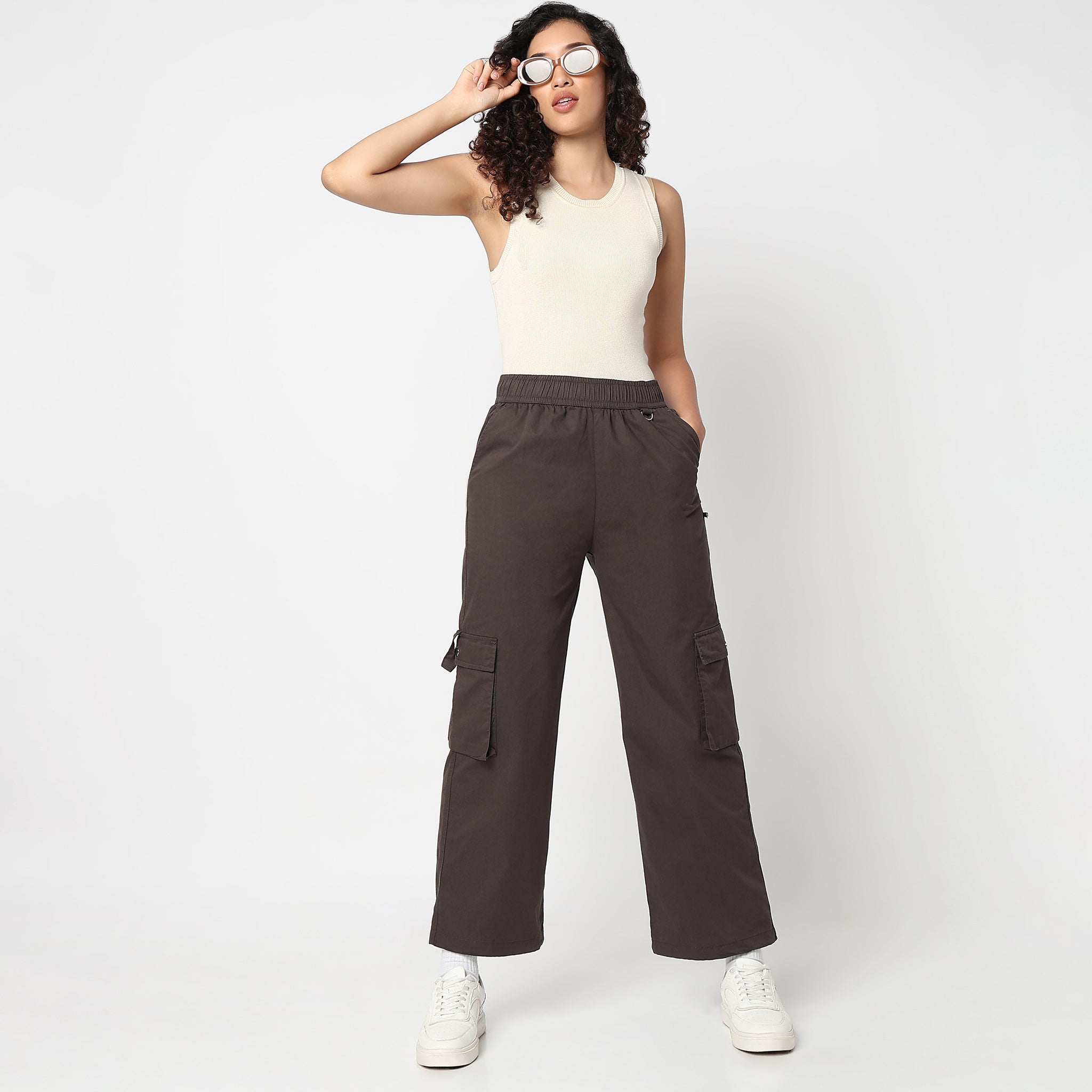 Betty Fashion Pants with Patch Pockets and Silver Rivet Detail