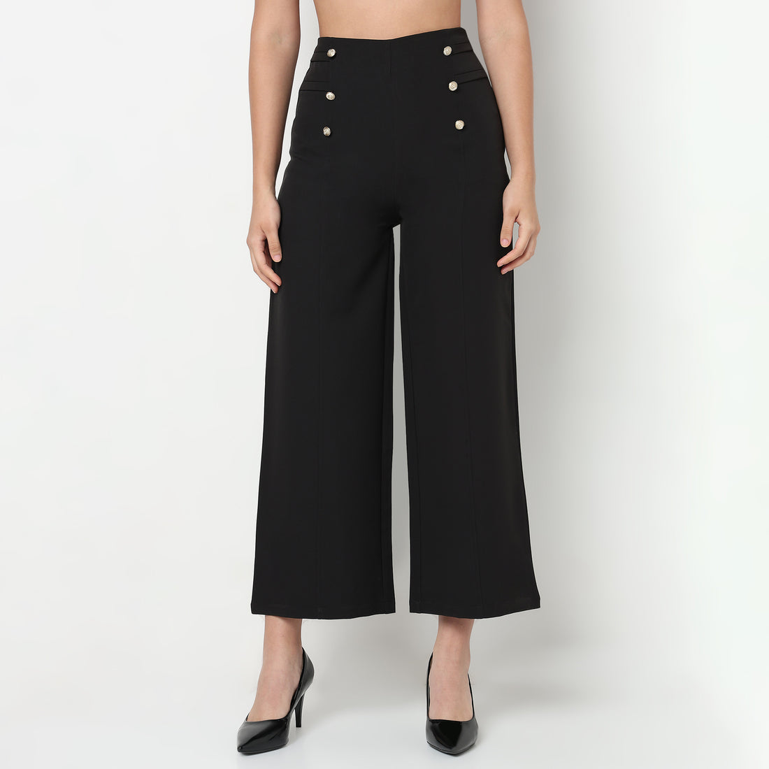 Buy Women Straight Fit Solid Full Length High Rise Pants  - Style Union