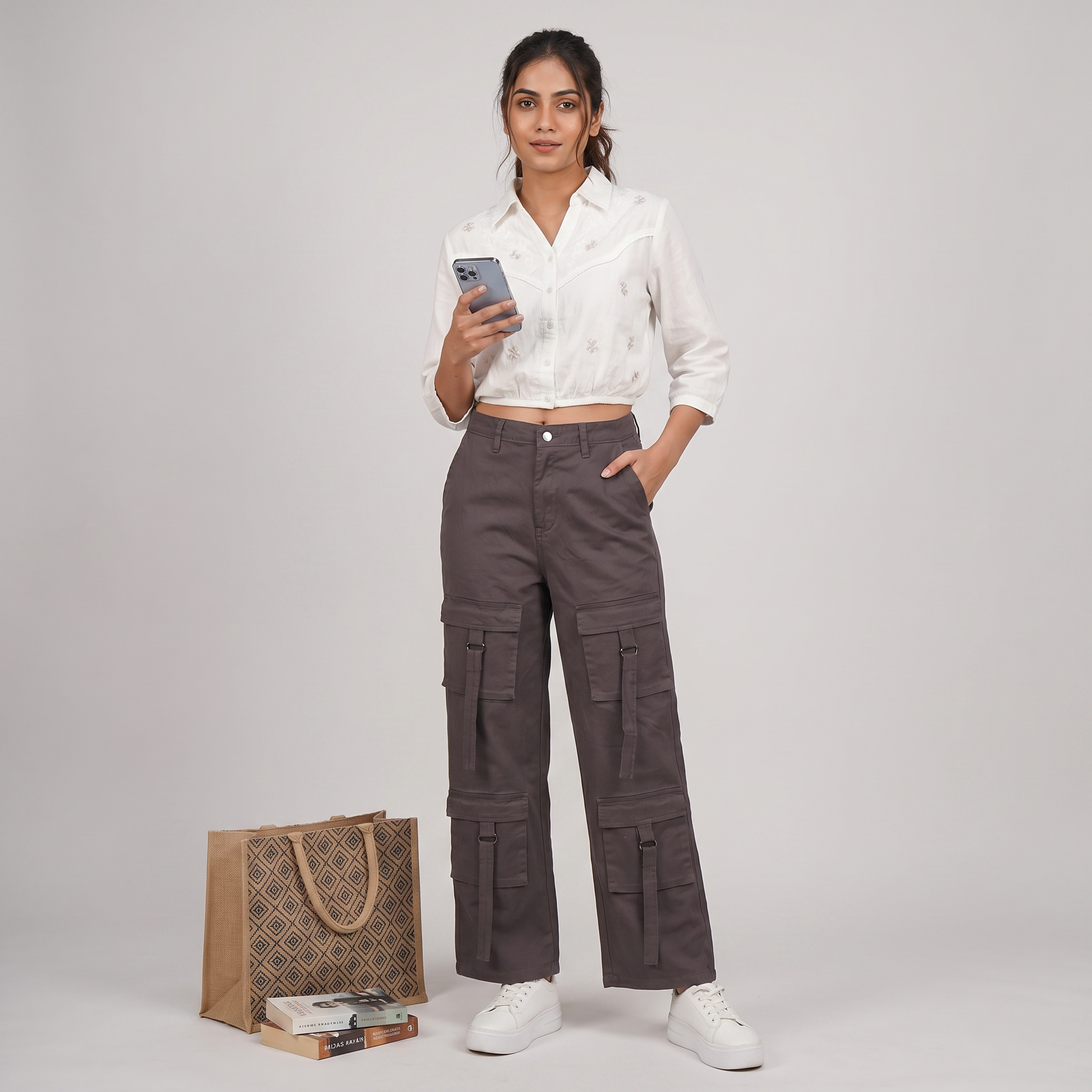 High Rise Relaxed Fit Cargos
