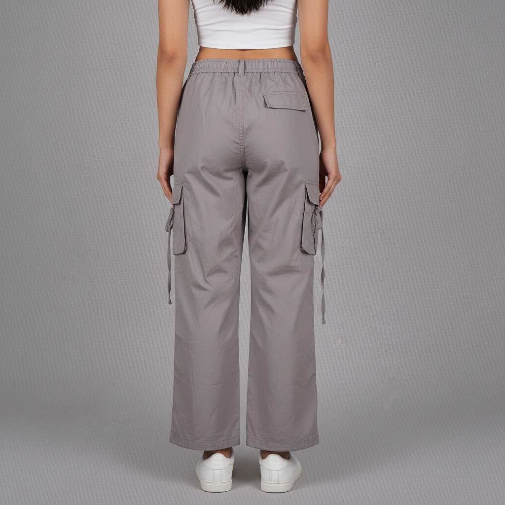 Cotton Solid High Rise Pants