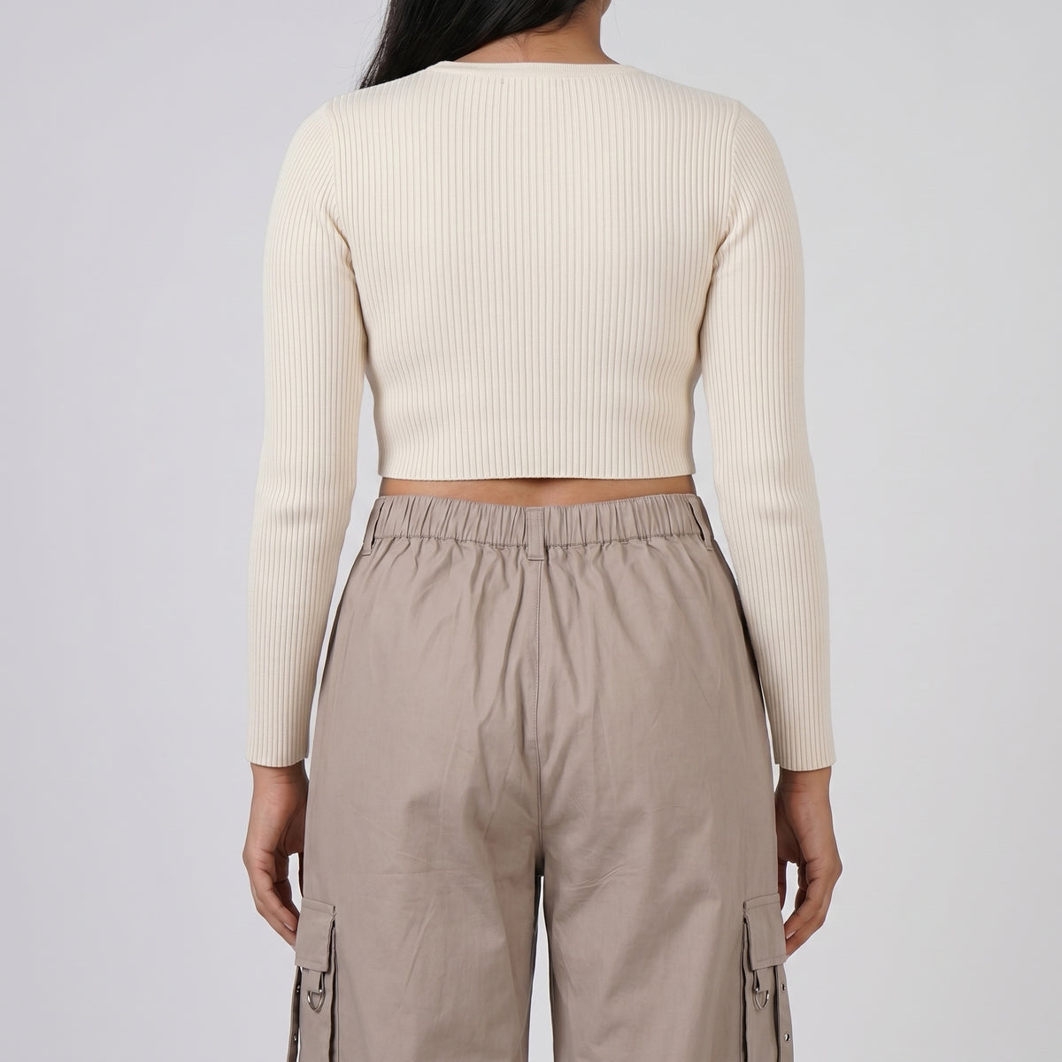 Cotton High Rise Pants With Strap Details on Pocket