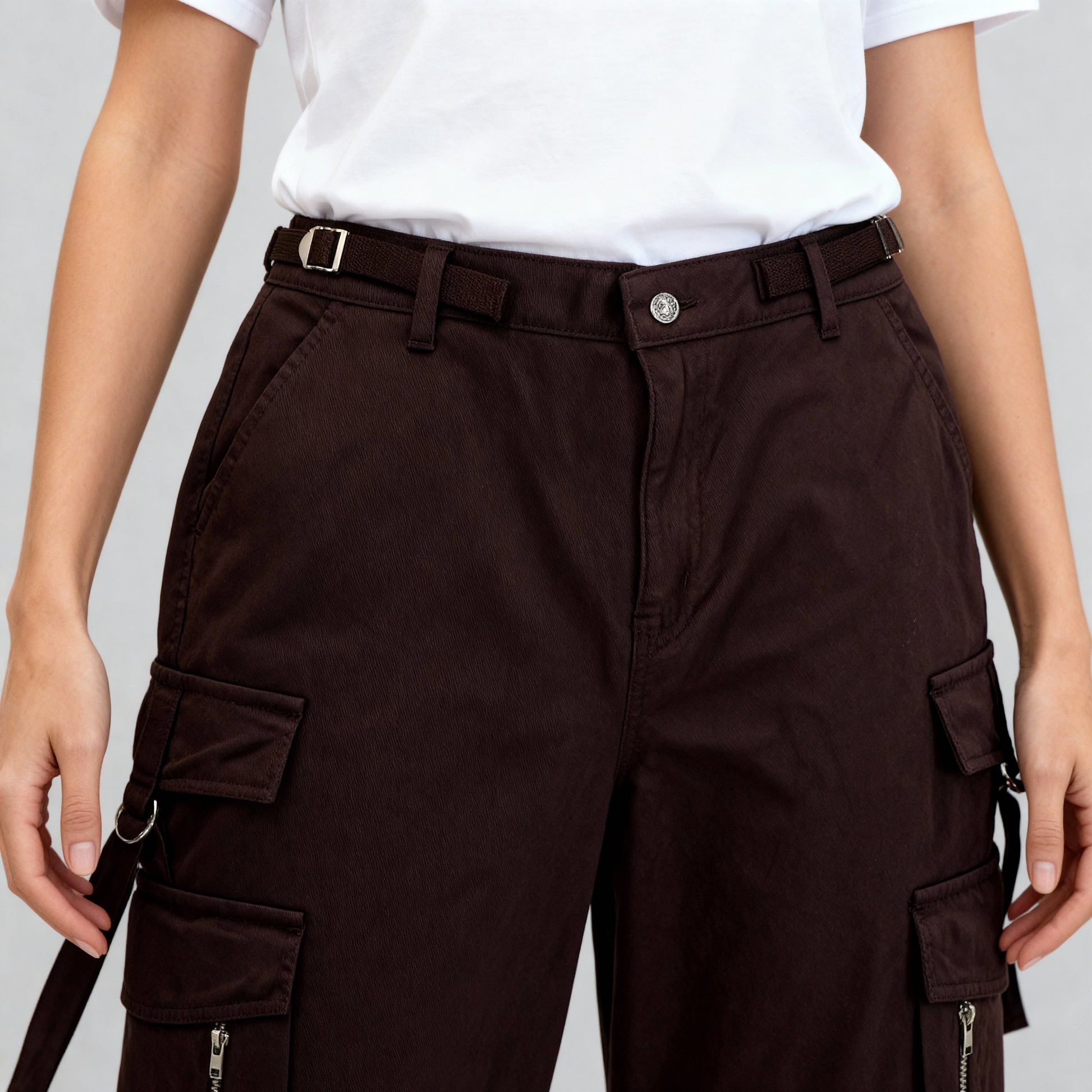 Solid Patch Pockets and Zippers Cargos