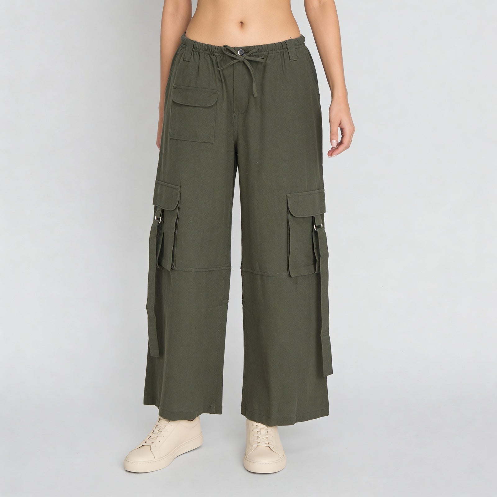 Cotton Ankle Length High Rise Pants