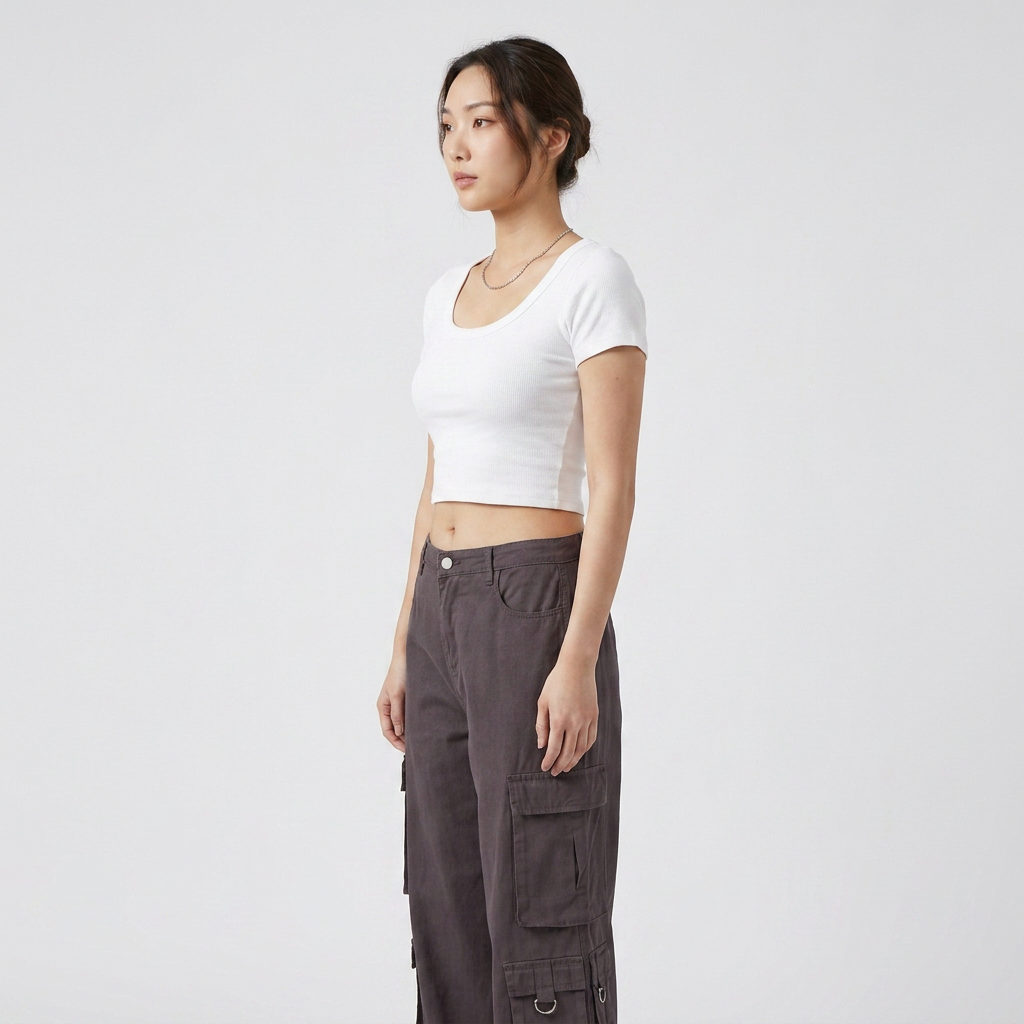 Cotton Solid High Rise Pants