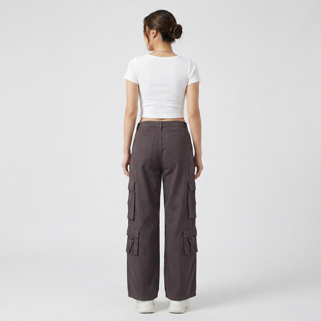 Cotton Solid High Rise Pants