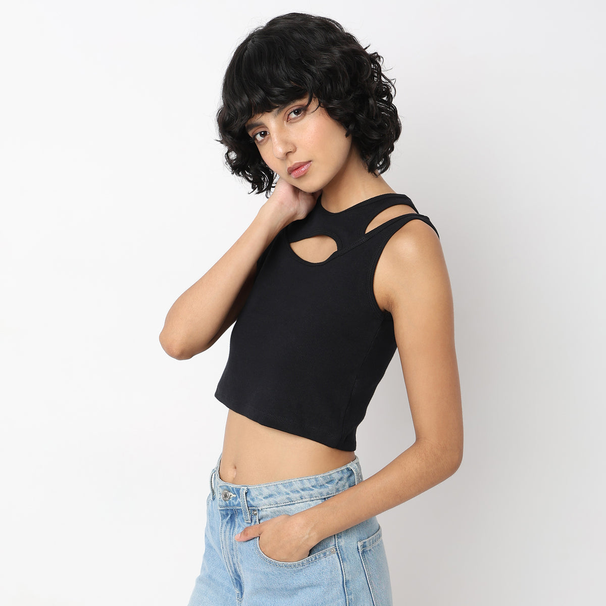 Slim Fit Solid Crop Top