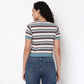 Knitted Striped Slim Crop T-Shirt