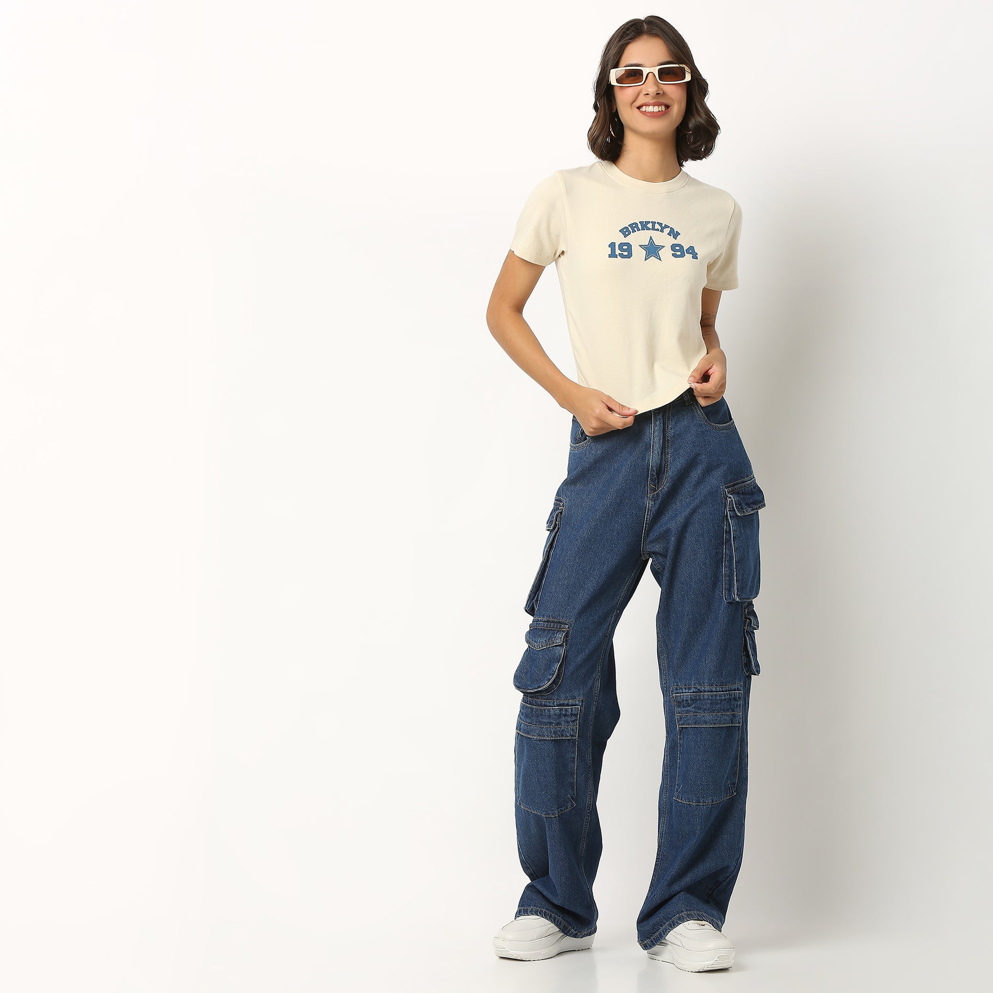 Graphic Cotton Blend Crop T-Shirt