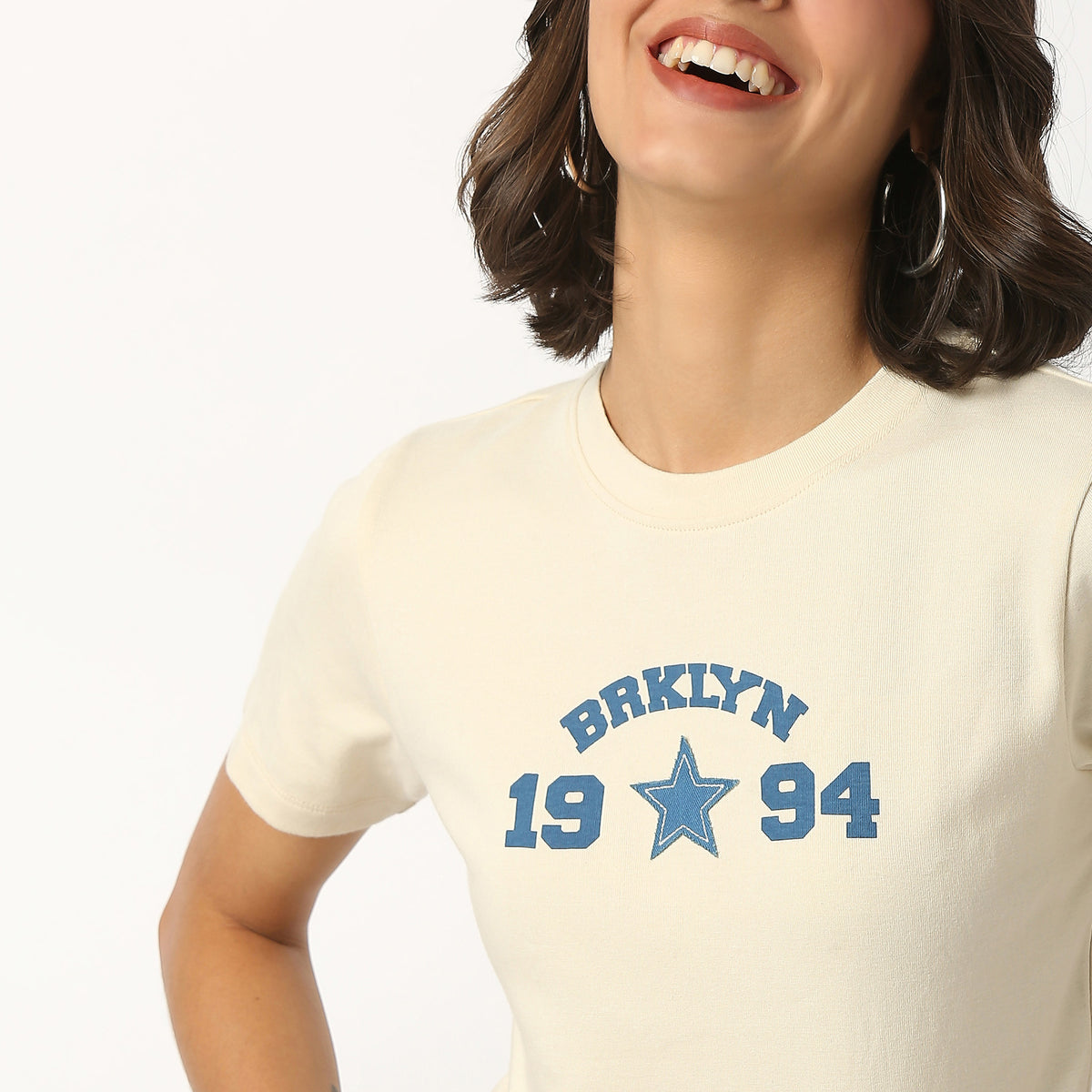Graphic Cotton Blend Crop T-Shirt