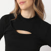 Slim Fit Cropped Mock Neck with Cut Work on Neck T-Shirt