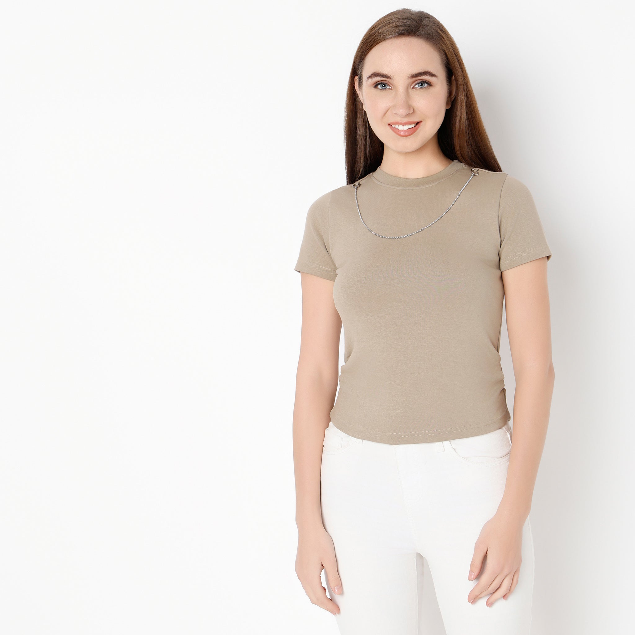 Slim Fit Solid Round Neck T-Shirt