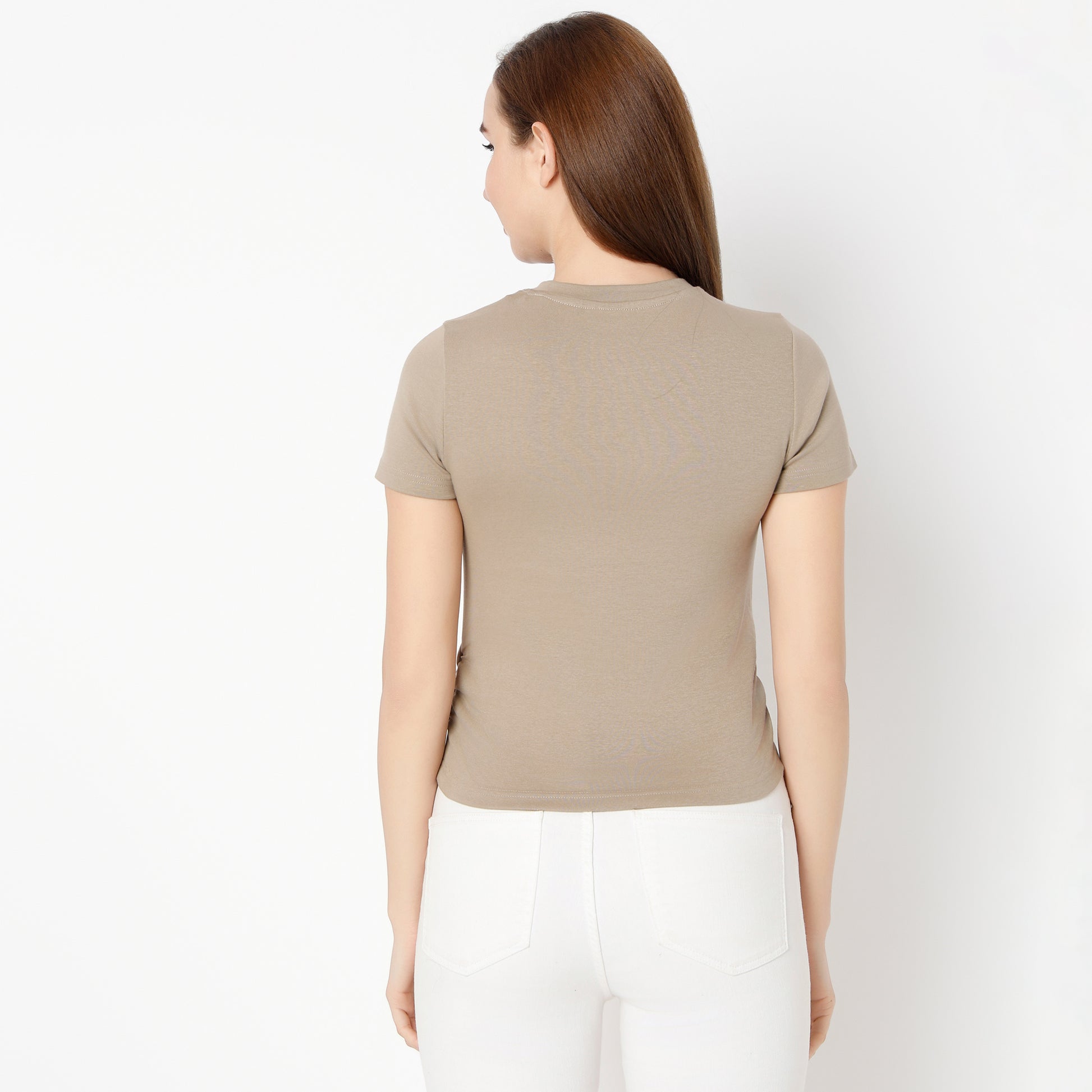 Slim Fit Solid Round Neck T-Shirt