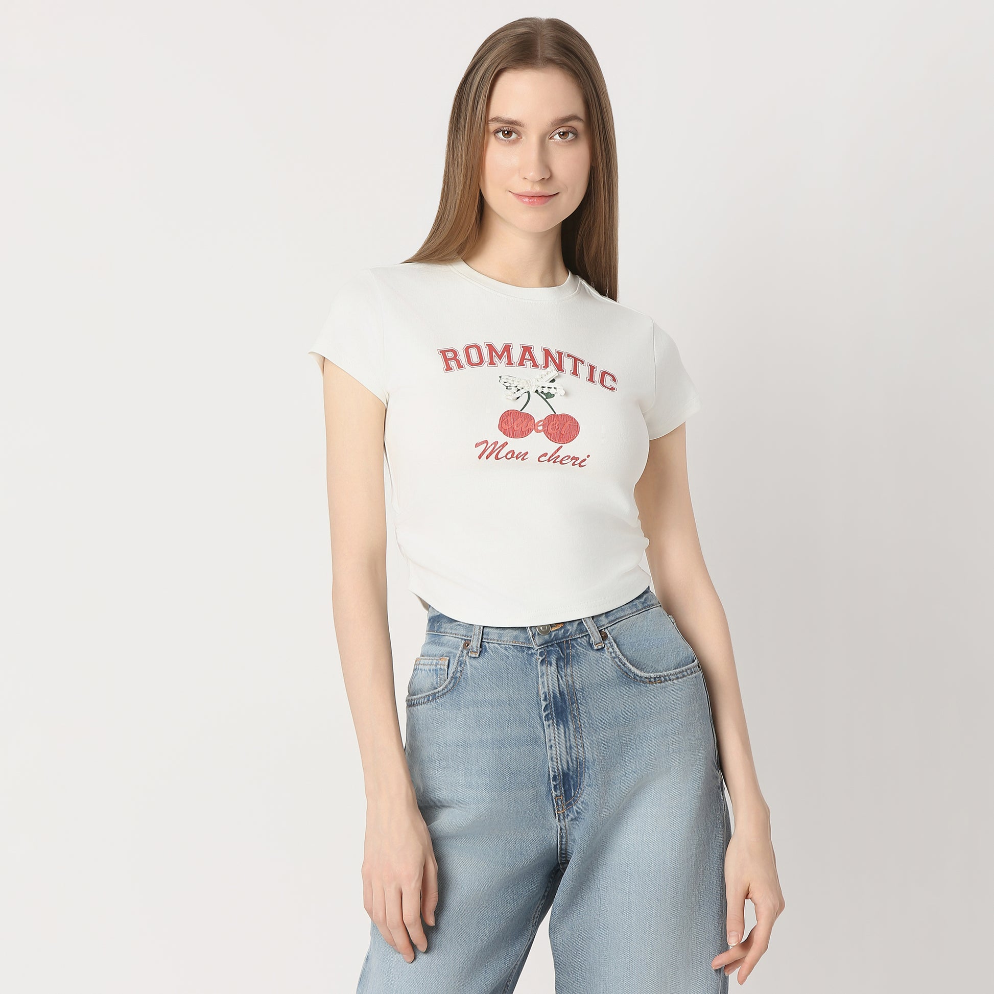 Slim Fit Graphic Short Length T-Shirt