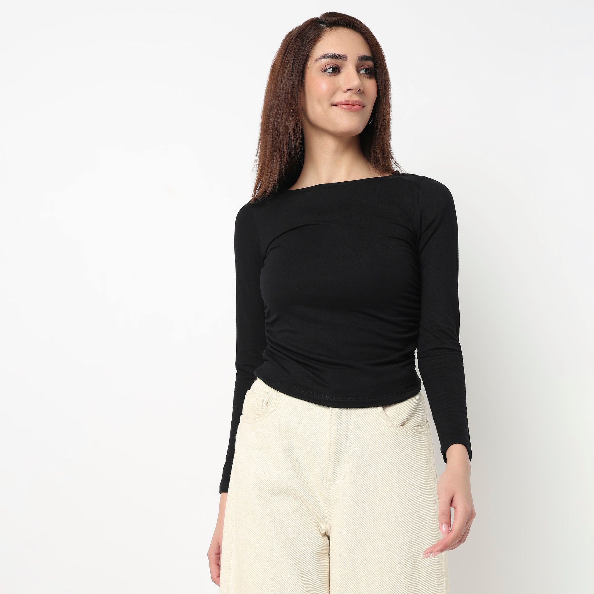 Slim Fit Halter Neck Cropped T-Shirt