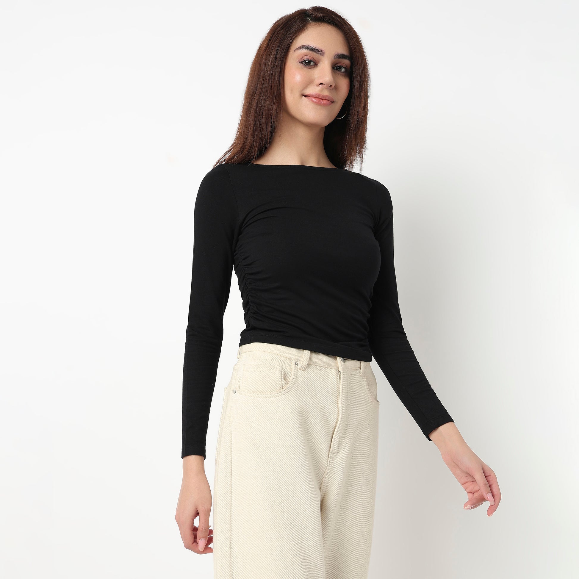 Slim Fit Halter Neck Cropped T-Shirt
