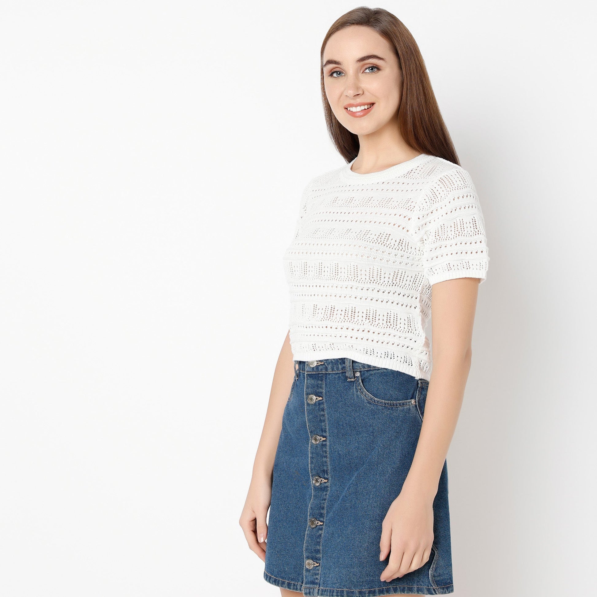 Women Round Neck Structured Young Fashion T-Shirt