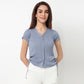 V-Neck Cropped T-Shirt With Side Ruching