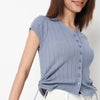 V-Neck Cropped T-Shirt With Side Ruching