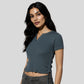 V-Neck Solid Fashion T-Shirt With Side Ruching