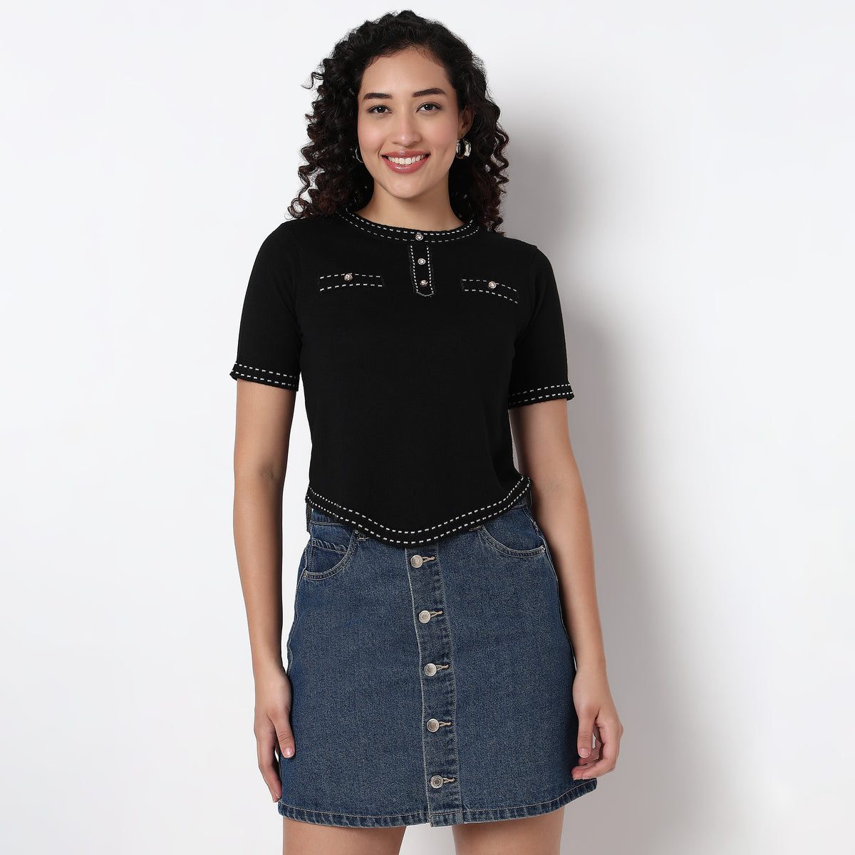Knited Cropped Fashion T-Shirt