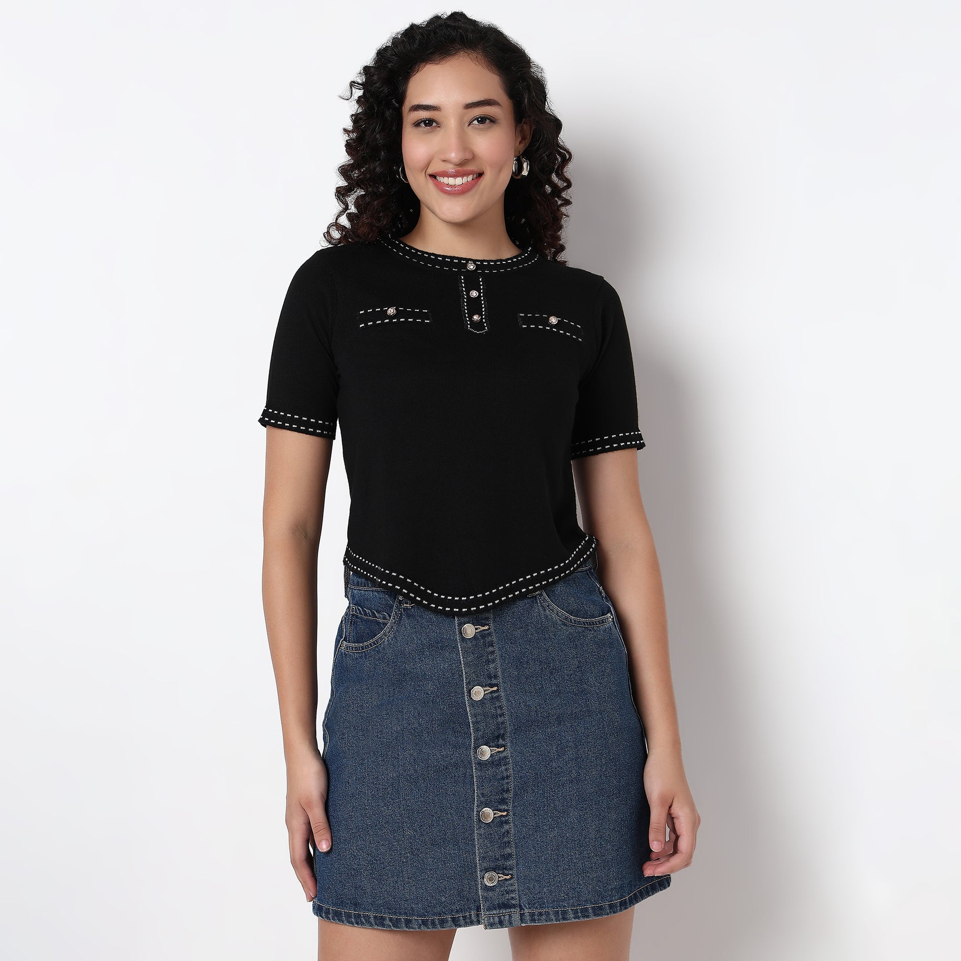 Knited Cropped Fashion T-Shirt