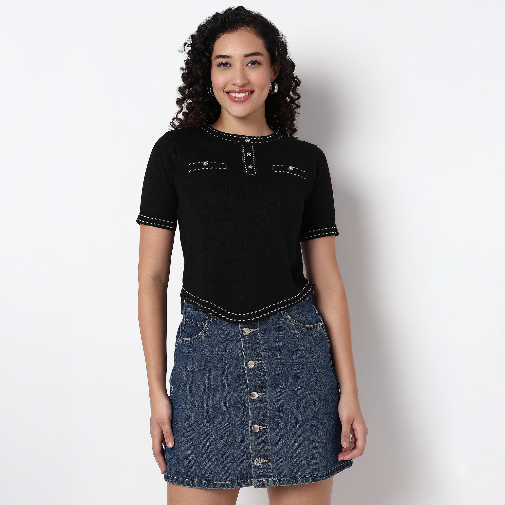 Knited Cropped Fashion T-Shirt