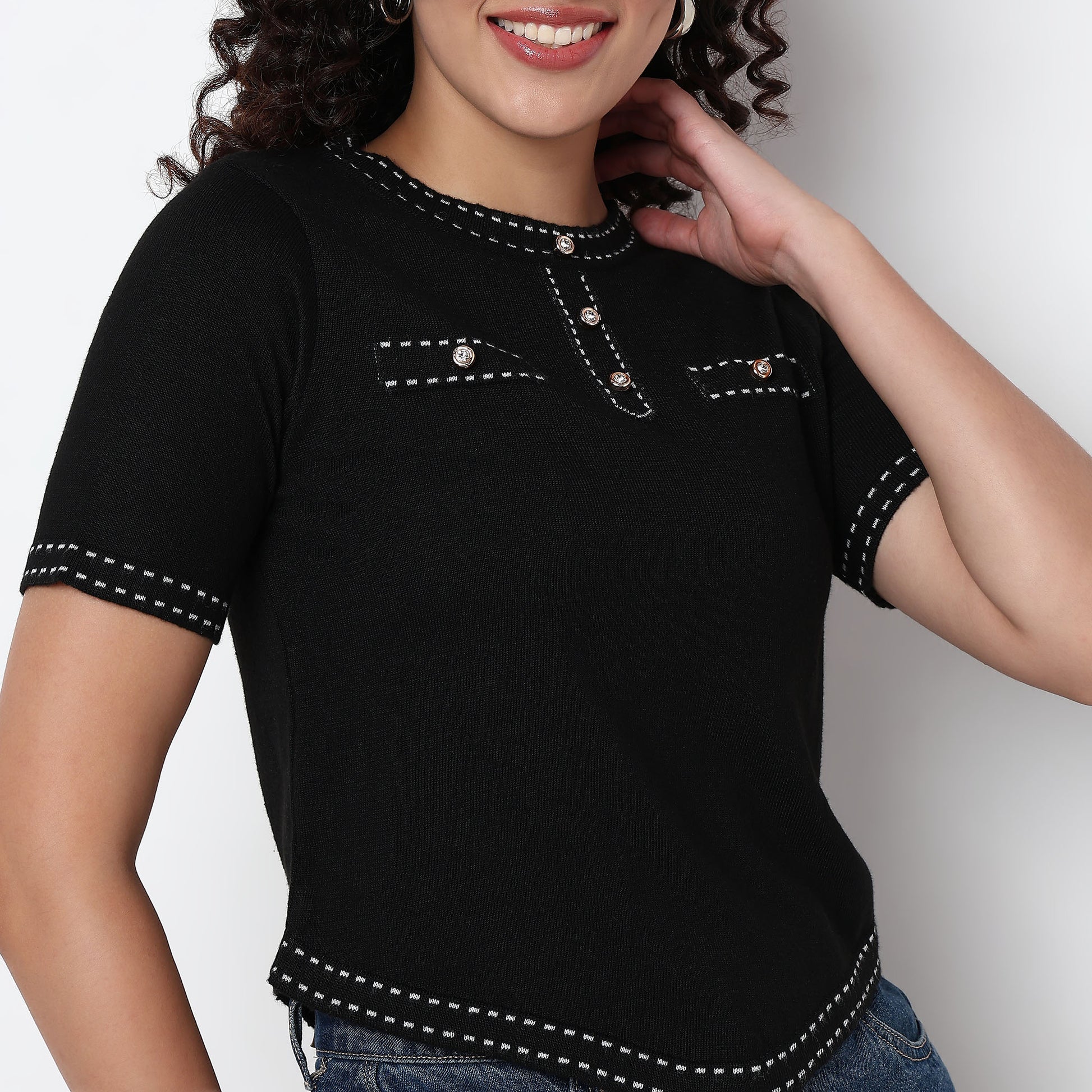 Knited Cropped Fashion T-Shirt