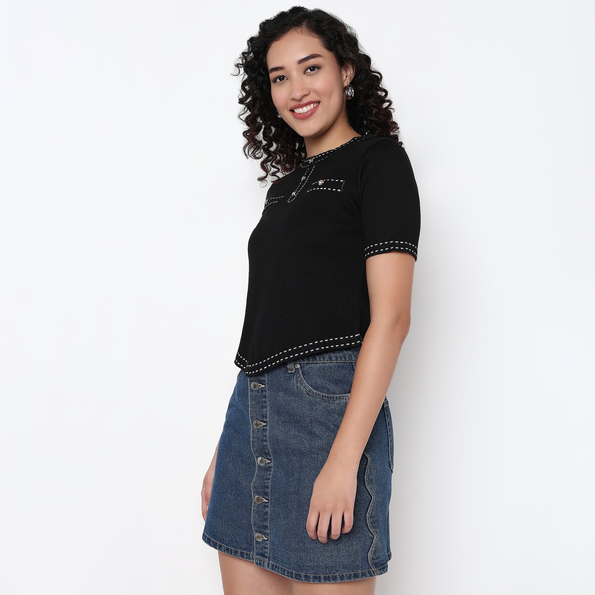 Knited Cropped Fashion T-Shirt