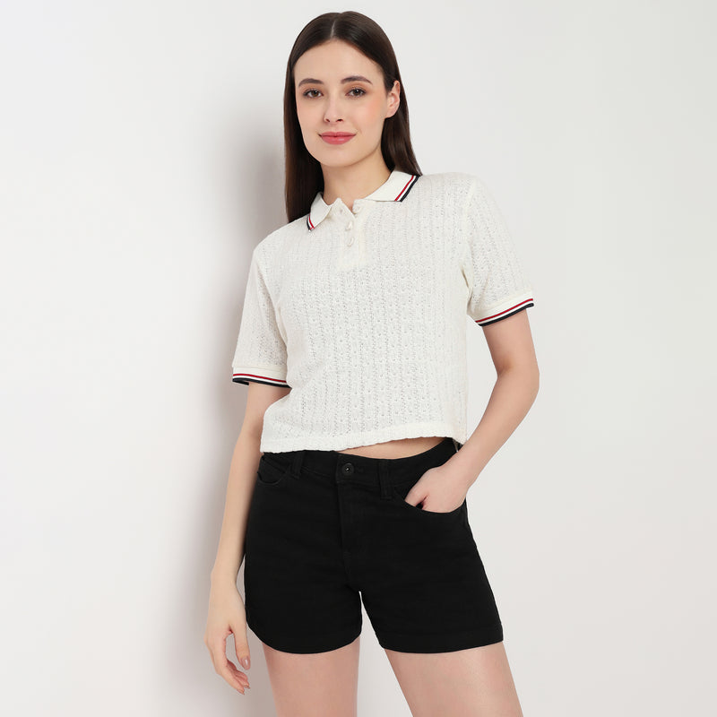 Cotton Crop Polo T-Shirt
