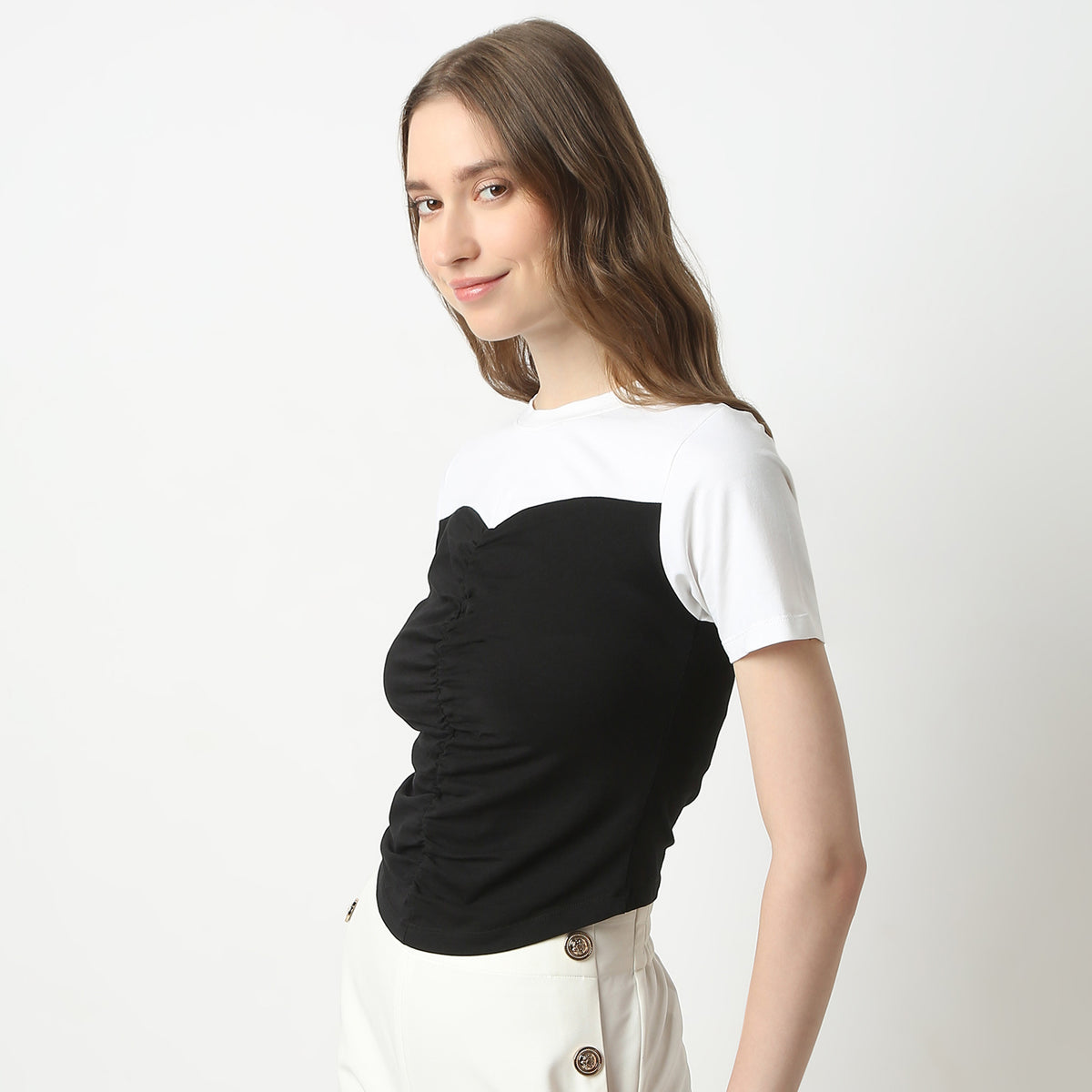 Slim Fit Cut And Sew Round Neck T-Shirt